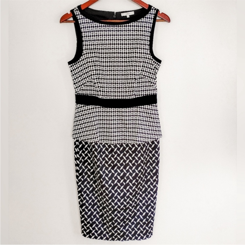 Vince geometric print sleeveless peplum style midi dress size small